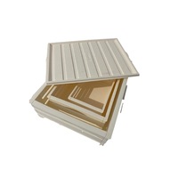 Set 3 cutii depozitare, crem, plastic care imita lemnul