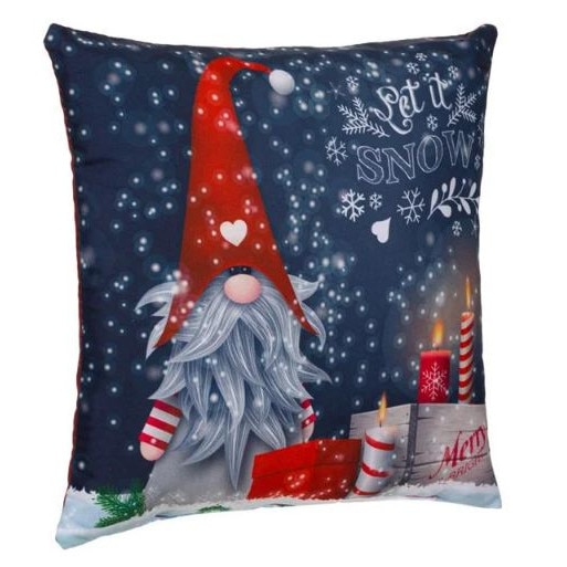 Perna decorativa Craciun model Pitic albastru/rosu, 30x30 cm