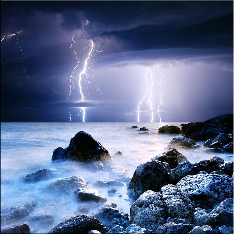 Tablou DualView Startonight Fulger, luminos in intuneric, 30 x 30 cm