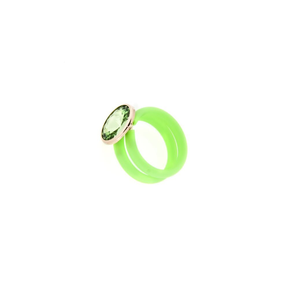 Inel silicon cu baza din argint 925 - verde neon