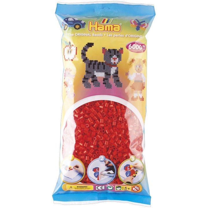 Margele de calcat HAMA MIDI ROSU, 6000 buc in pungulita