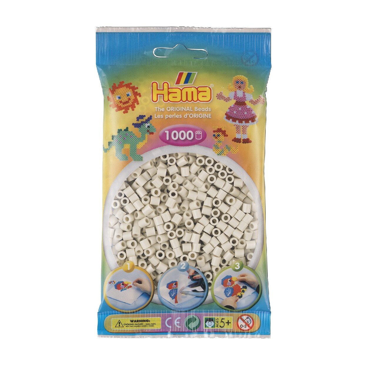 Margele de calcat HAMA MIDI Alb Noros, 1000 buc in pungulita