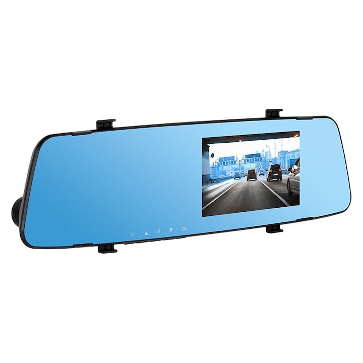 Set Oglinda Auto Retrovizoare cu Display 4.5 Inch, Camera Video Marsarier si Camera Video Frontala DVR Full HD 1080 pentru Inregistrare Trafic