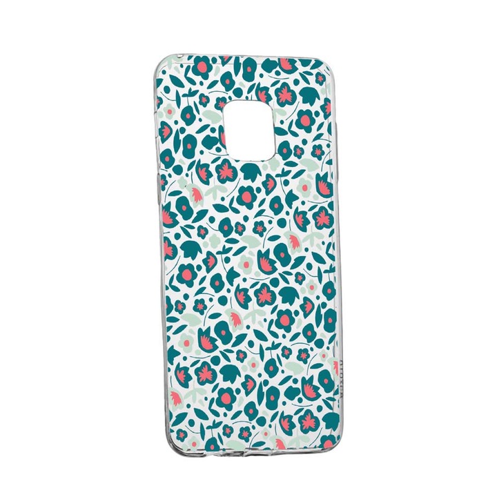 Husa Green Flowers Pattern, pentru Xiaomi Redmi Note 9, rezistenta la uzura, anti-alunecare, din silicon Premium, 632