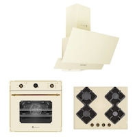 pachet rustic incorporabil studio casa trio parma glass  cuptor electric plita sticla gaz hota decorativa sticla 6 functii gratare fonta sticla crem imagen 30_0_
0