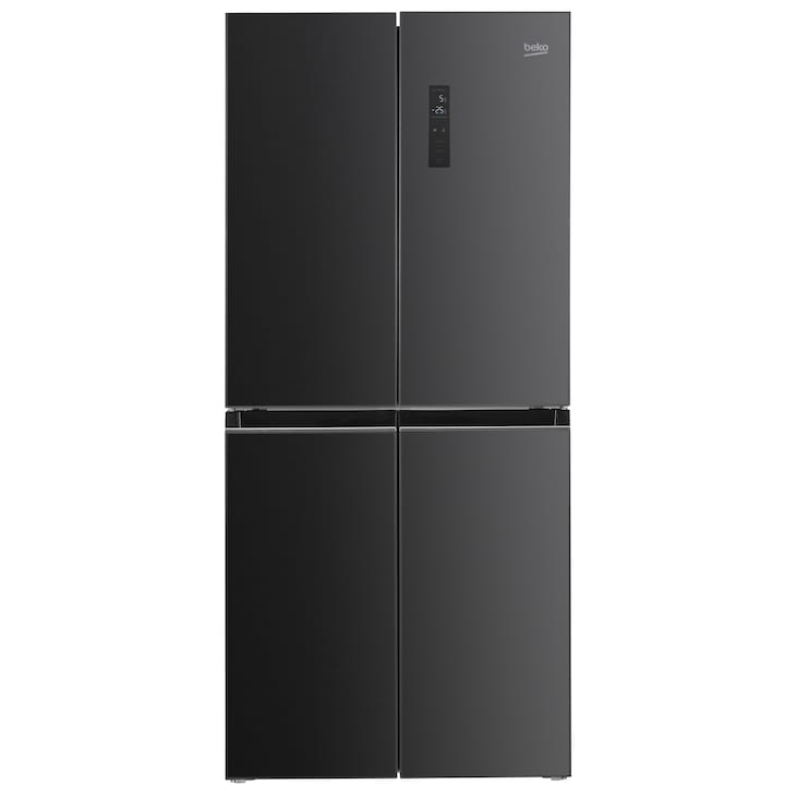 Side by Side Beko GNO4031GS, 401 l, NeoFrost Dual Cooling, Compresor Prosmart Inverter, Display touch, Clasa E, H 180 cm, Antracit