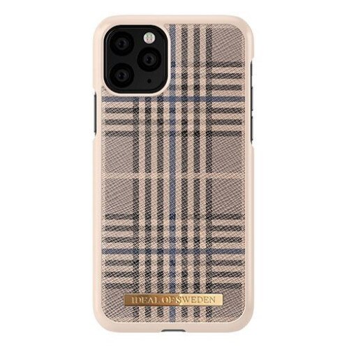 Husa de protectie, Ideal, Compatibila cu iPhone 11 Pro, Plastic si tesatura, Bej