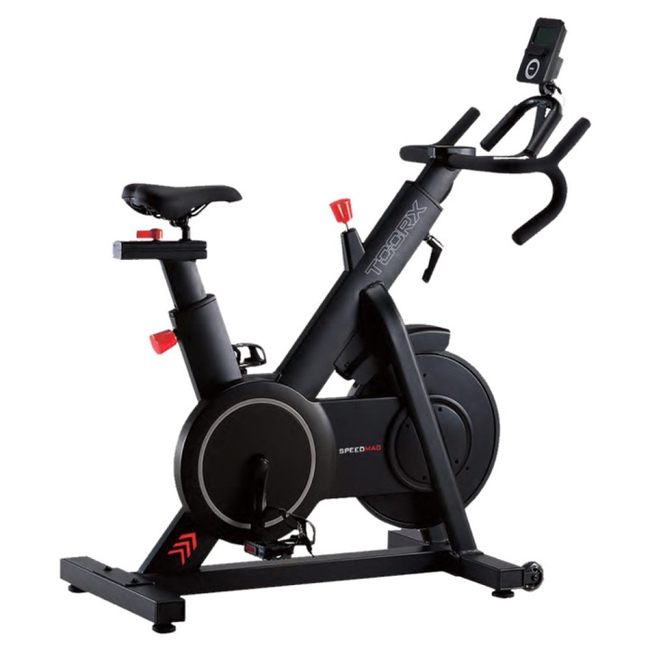 Bicicleta Spinning Toorx SRX Speed Mag, Volanta 20kg, Transmisie Curea, Frana Magnetica, Sa si Ghidon reglabile Vertical/Orizontal, Utilizator 150kg, Roti Transport, Fitness Indoor Profesional