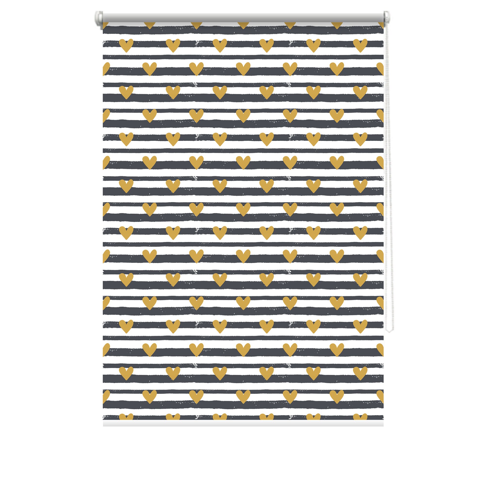 Rulou textil cu print, opac, verso alb, Inimi 6, multicolor, 80x150 cm