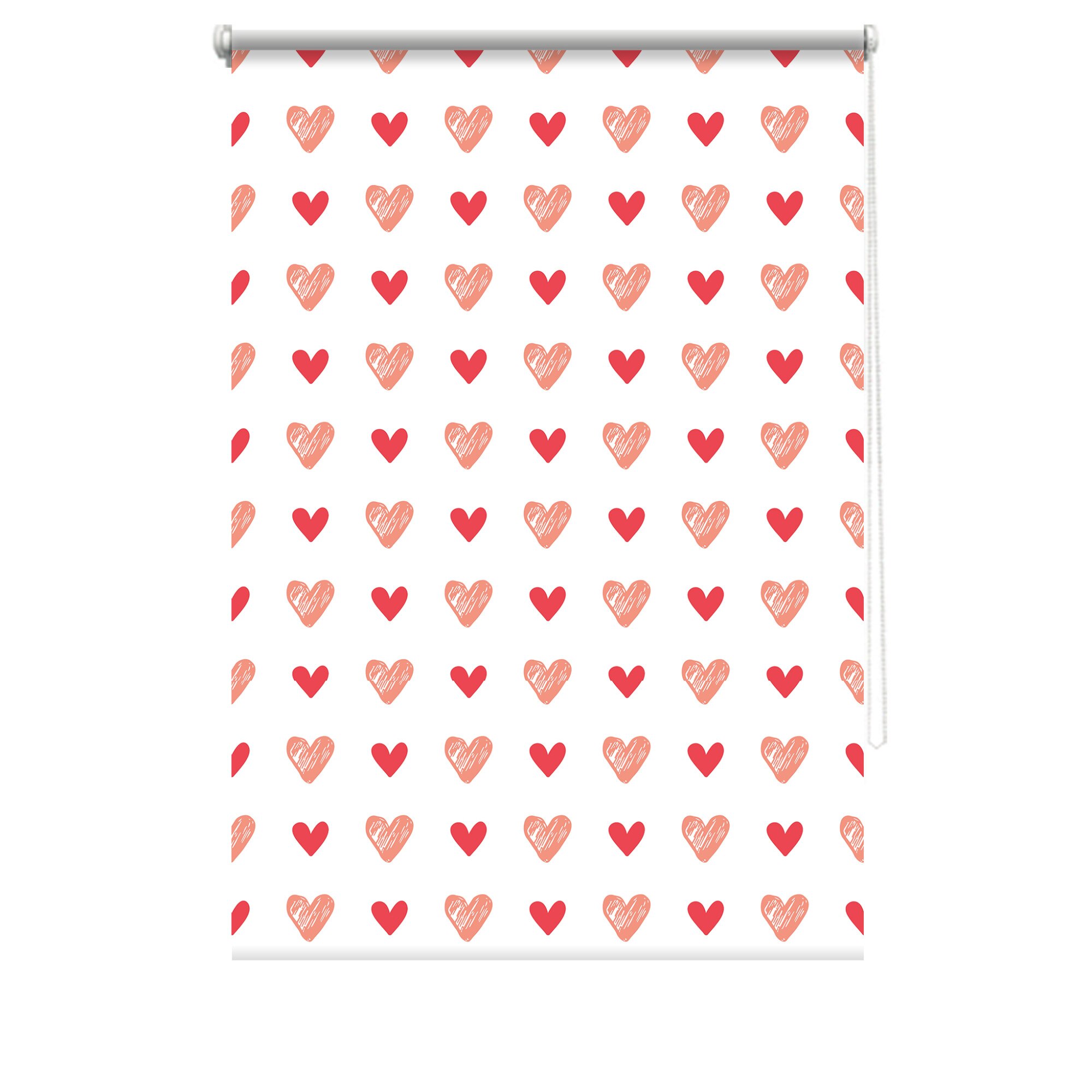 Rulou textil cu print, opac, verso alb, Inimi 3, multicolor, 62x150 cm