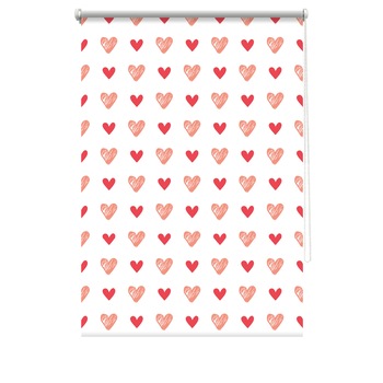 Rulou textil cu print, opac, verso alb, Inimi 3, multicolor, 62x150 cm Rulou textil cu print, opac, verso alb, Inimi 3, multicolor, 62x150 cm