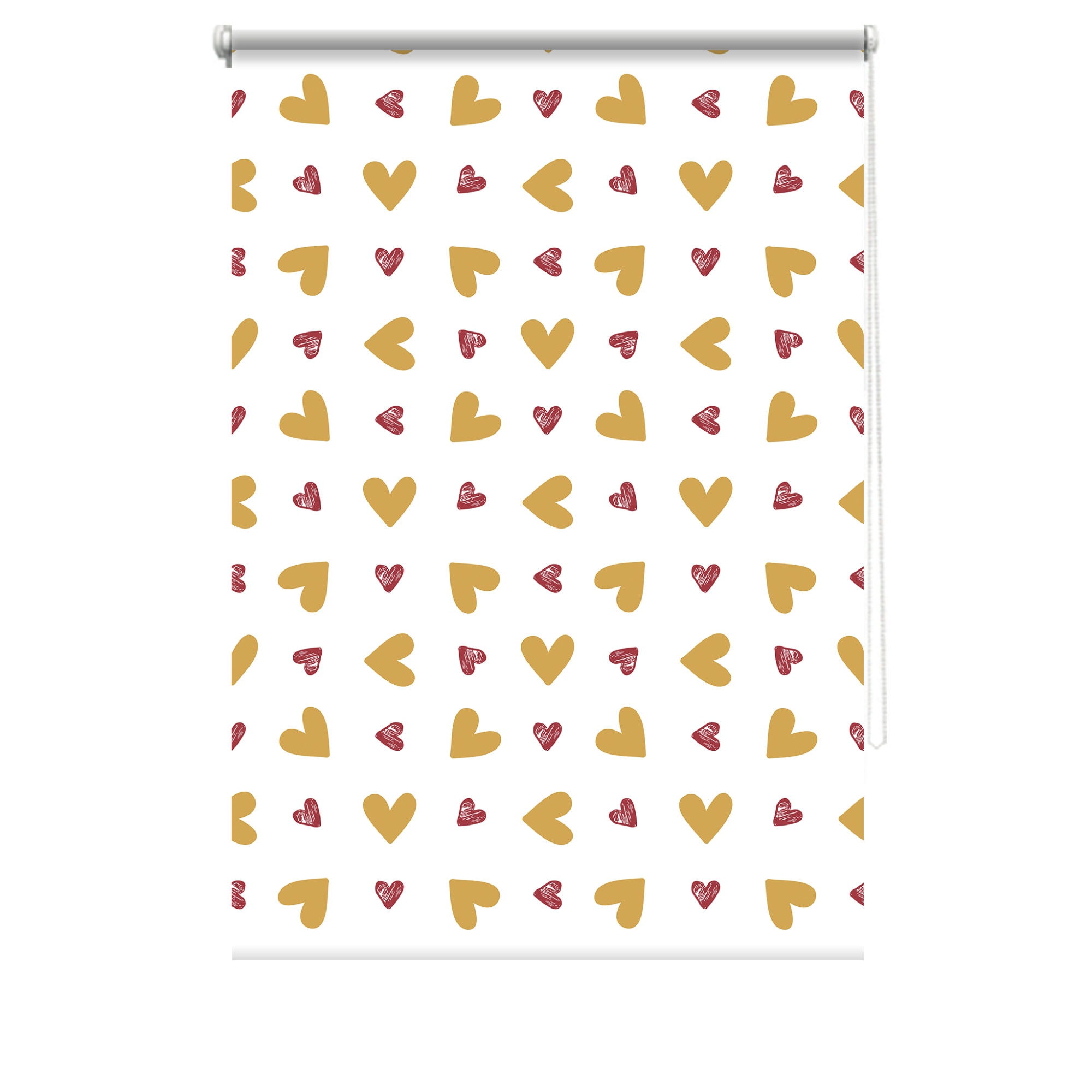 Rulou textil cu print, opac, verso alb, Inimi 2, multicolor, 62x150 cm