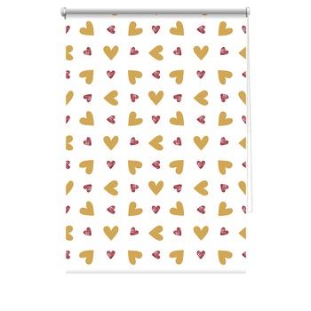 Rulou textil cu print, opac, verso alb, Inimi 2, multicolor, 62x150 cm Rulou textil cu print, opac, verso alb, Inimi 2, multicolor, 62x150 cm