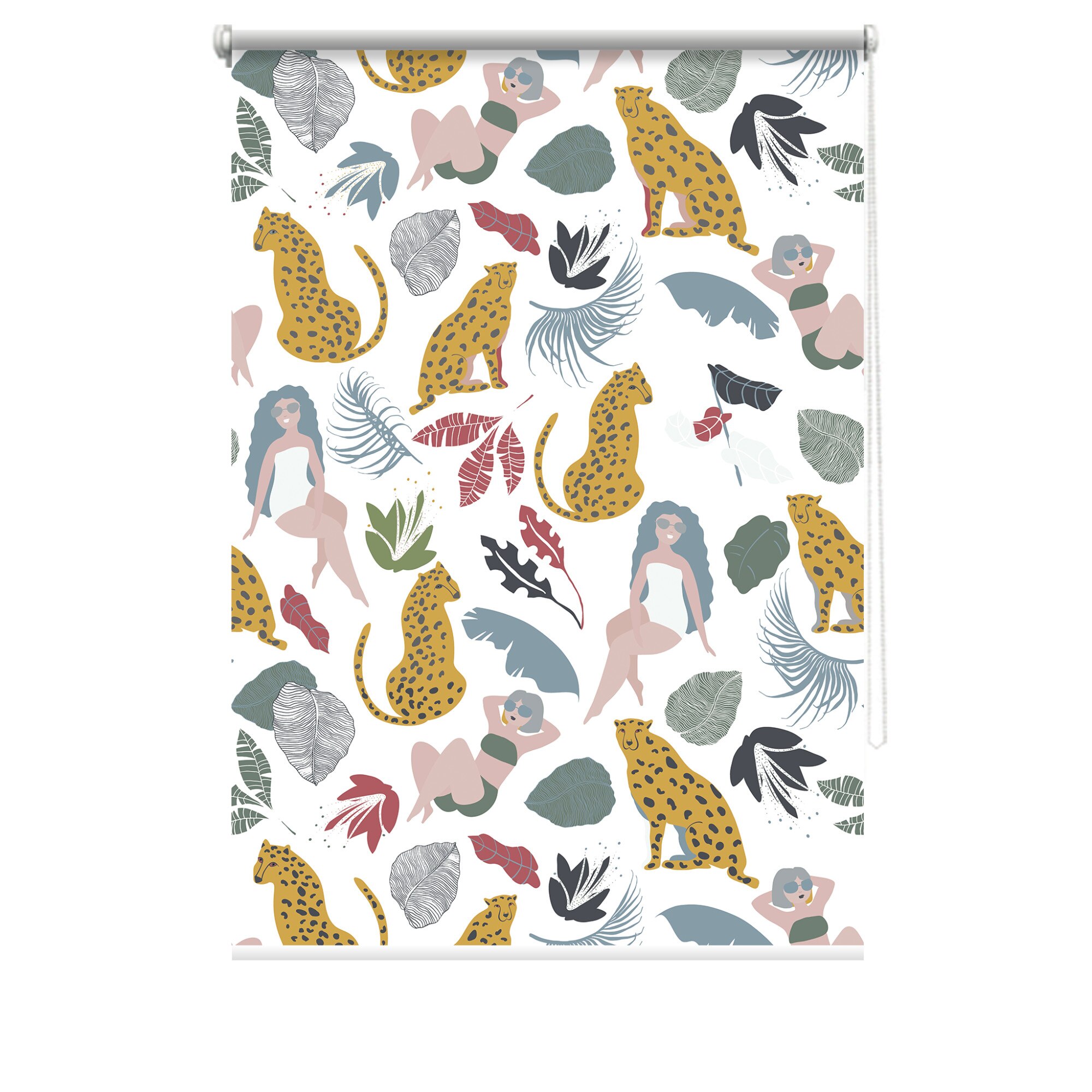 Rulou textil cu print, opac, verso alb, Safari 3, multicolor, 80x150 cm