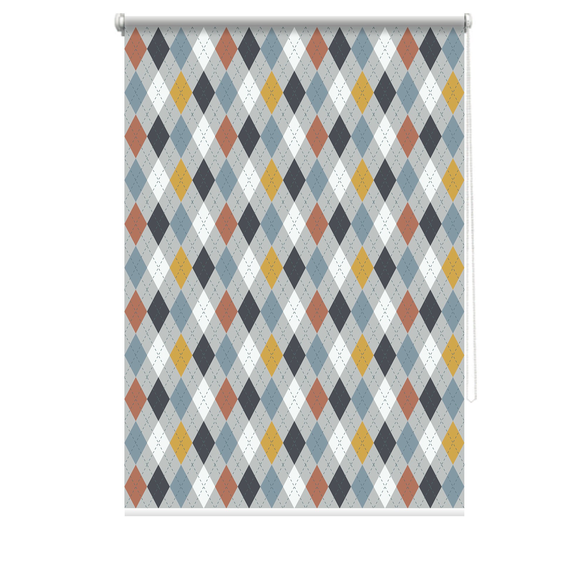 Rulou textil cu print, opac, verso alb, Geometric 6, multicolor, 62x150 cm