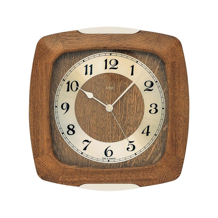 Ceas de perete AMS 5804/4, Quartz, Auriu, Analogic, Rustic