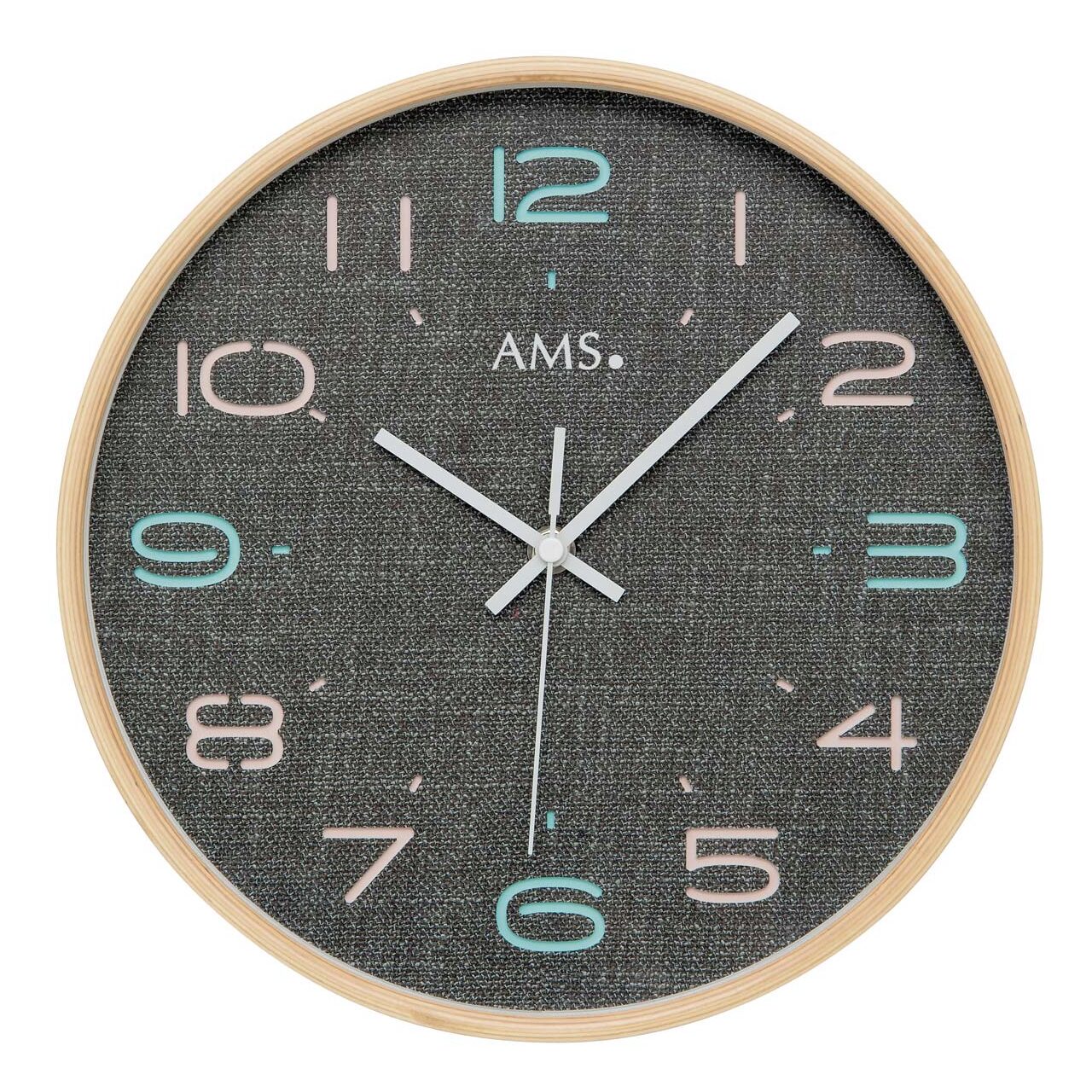 Ceas de perete AMS 5513, Quartz, Gri, Analogic, Modern