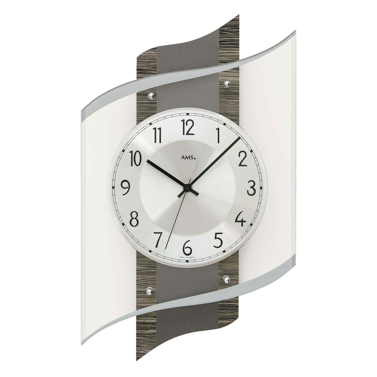 Ceas de perete AMS 5519, Quartz, Argintiu, Analogic, Modern