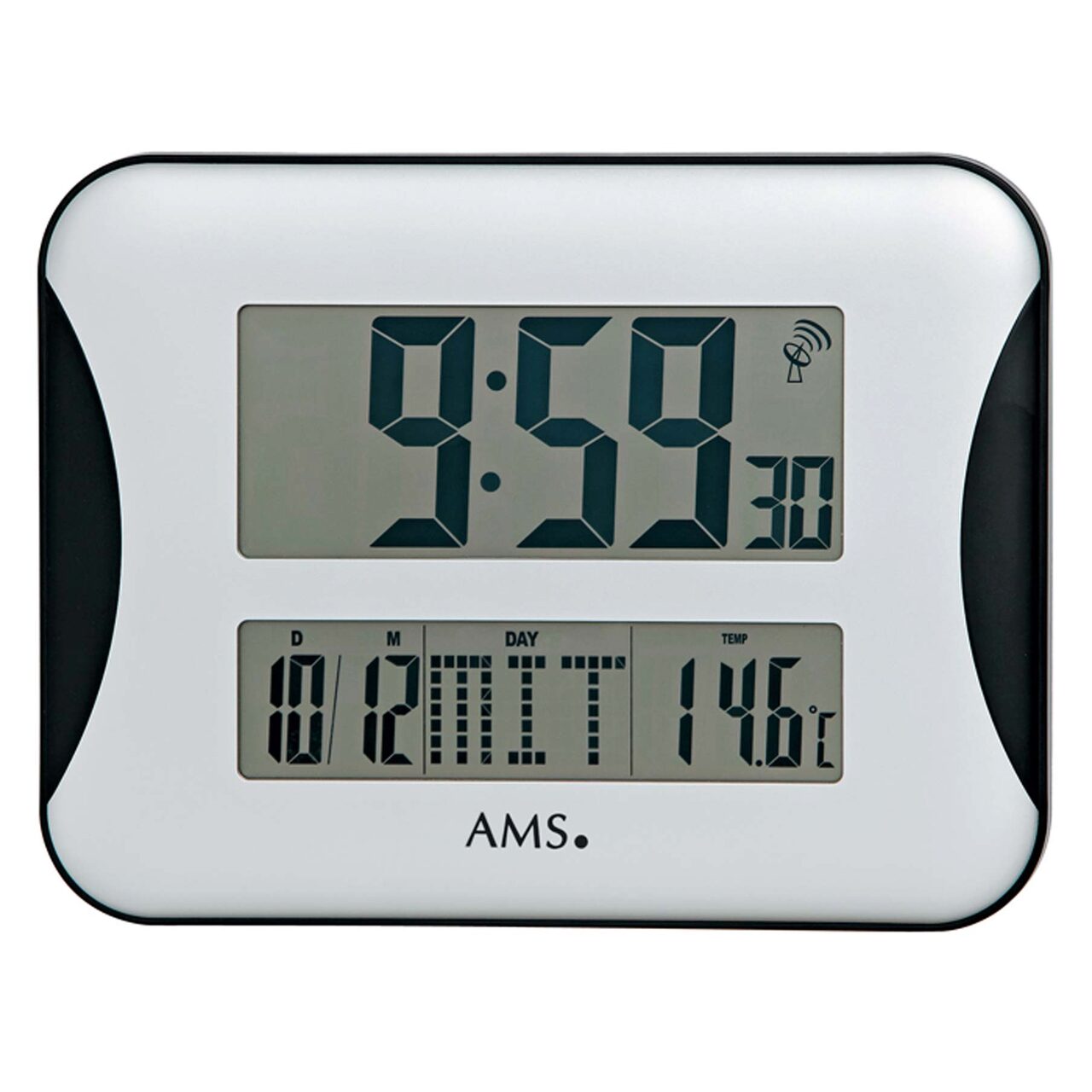 Ceas de perete AMS 5894, Quartz, Gri, Digital, Modern