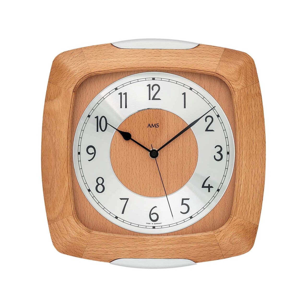 Ceas de perete AMS 5804/18, Quartz, Argintiu, Analogic, Clasic