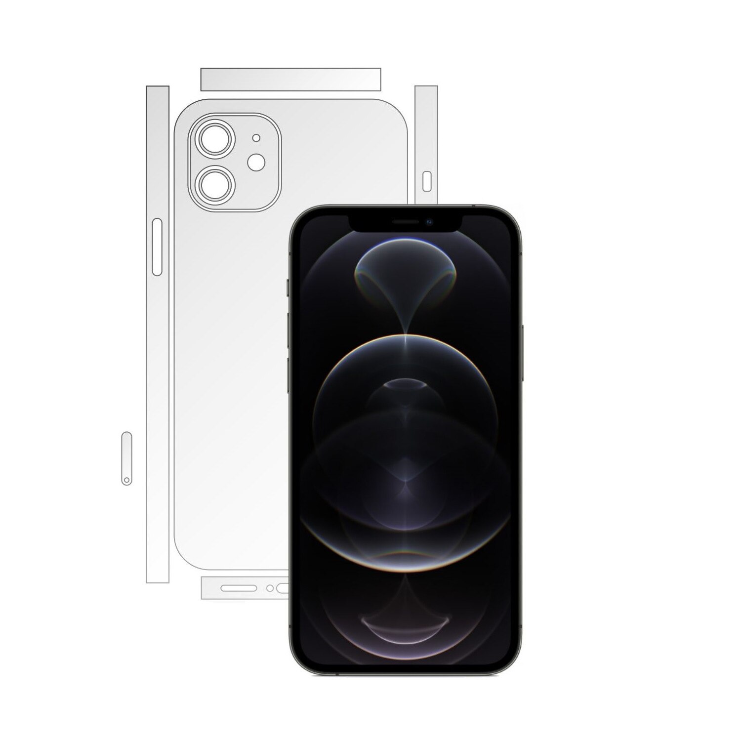 Folie Protectie Spate Invisible Skinz UHD AutoRegeneranta pentru Apple iPhone 12 - Siliconica Ultra-Clear cu taiere Split Cut pentru Carcasa Spate si Laterale, Skin Adeziv Transparent