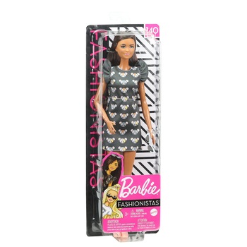 Papusa Barbie Fashionistas - Barbie bruneta, cu rochita mouse print