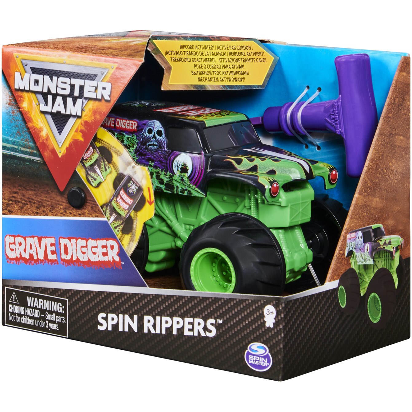 Masinuta Monster Jam Spin Rippers- Grave Digger, scara 1:43
