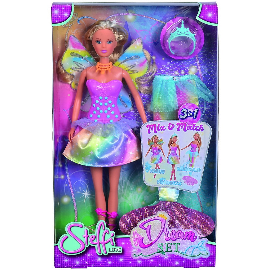 Papusa Steffi Love Dream set - Zana, printesa sau sirena, 29 cm