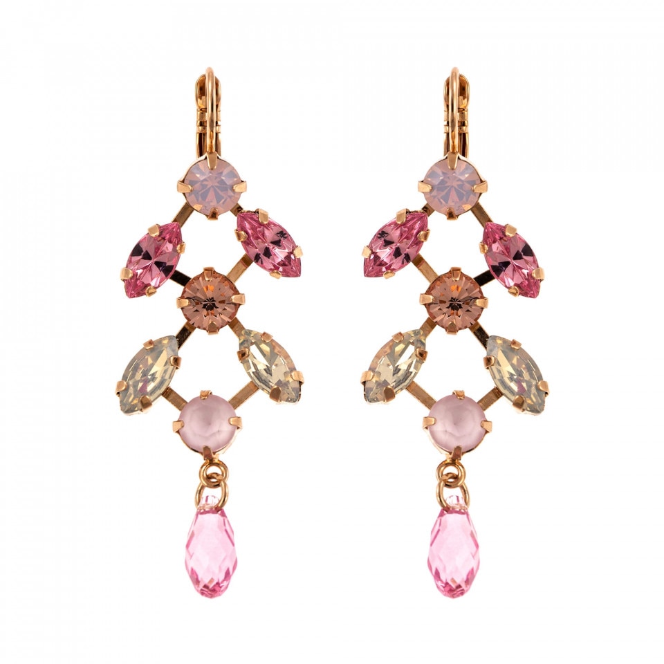 Cercei placati cu Aur roz de 24K, Cristale Swarovski, Antigua by Roxannes - Mariana Jewellery, Roz 1105-223-1RG6