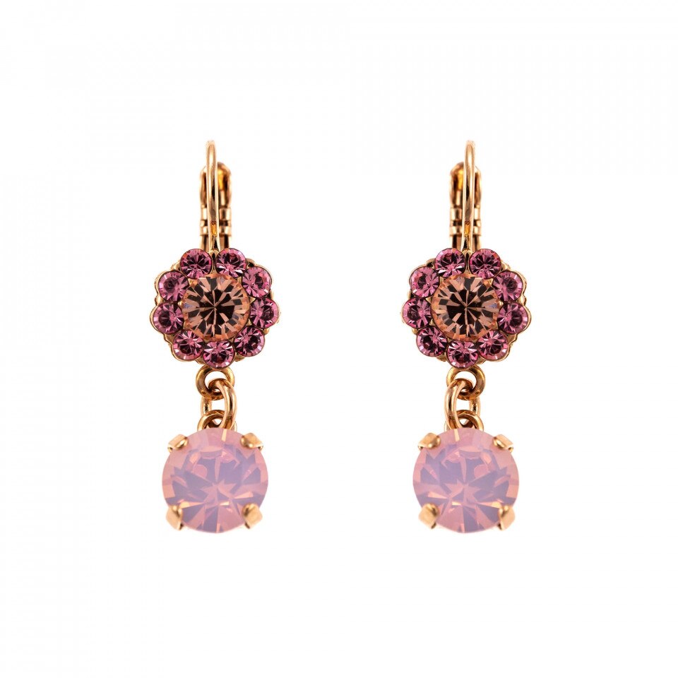 Cercei placati cu Aur roz de 24K, Cristale Swarovski, Antigua by Roxannes - Mariana Jewellery, Roz 1153-223-1RG6