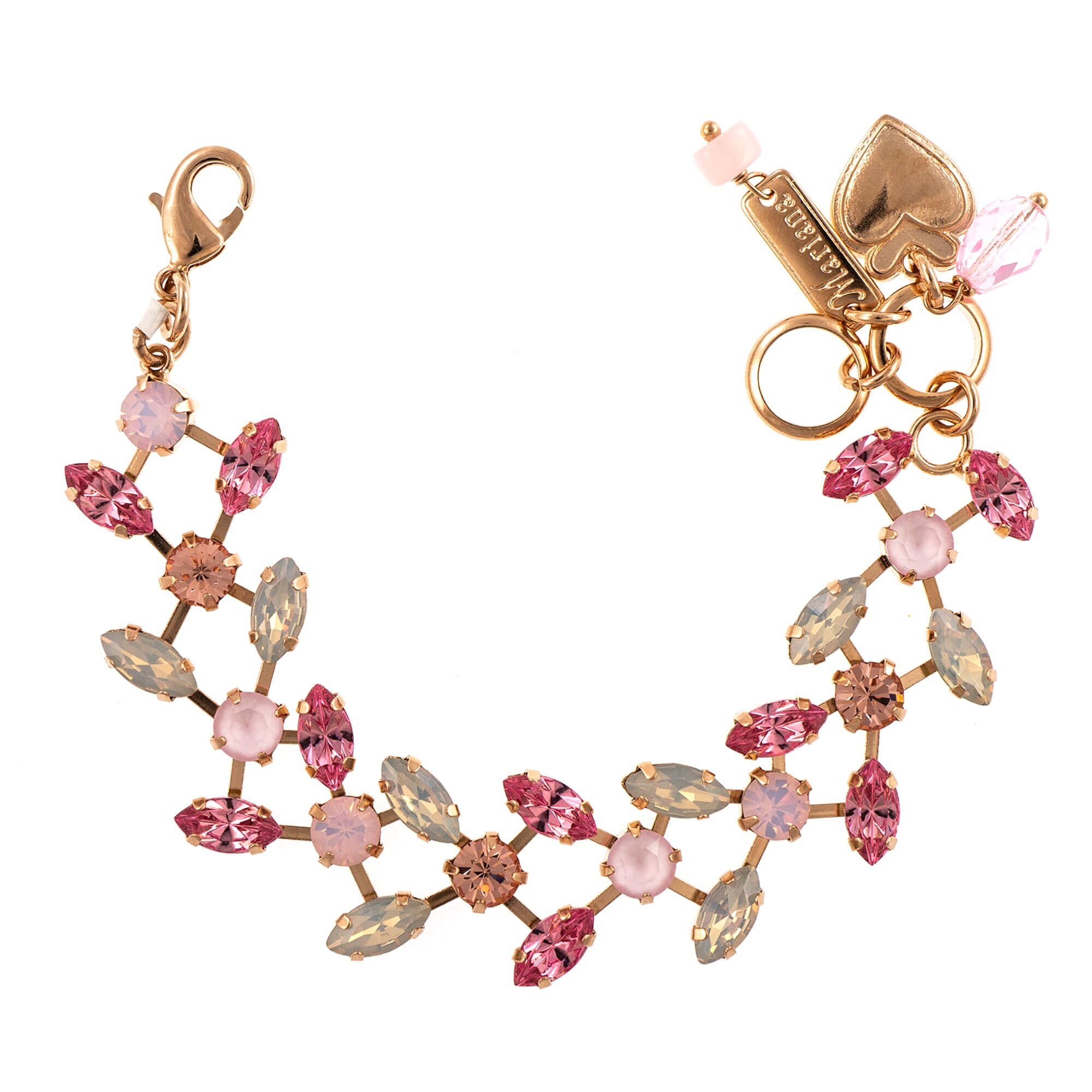 Bratara placata cu Aur roz de 24K, Cristale, Antigua by Roxannes - Mariana Jewellery, Roz 4105-223-1RG