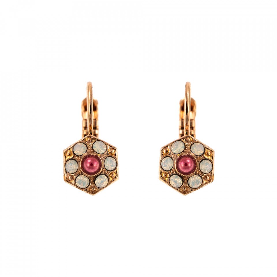 Cercei placati cu Aur roz de 24K, Cristale Swarovski, Antigua by Roxannes - Mariana Jewellery, Roz 1456-223-1RG6