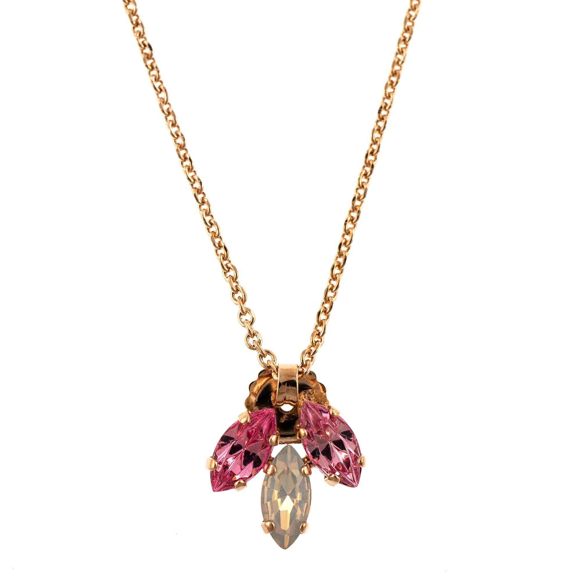 Pandantiv cu lant placat cu Aur roz de 24K, Cristale, Antigua by Roxannes - Mariana Jewellery, Roz 5238/5-223-1RG