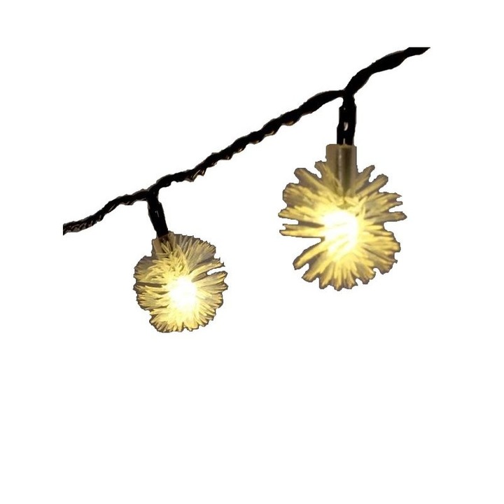 IRIS 4616728 Zúzmara alakú 3cm/5m/IPX3 szabványos/meleg fehér/20db LED-es/napelemes fénydekoráció