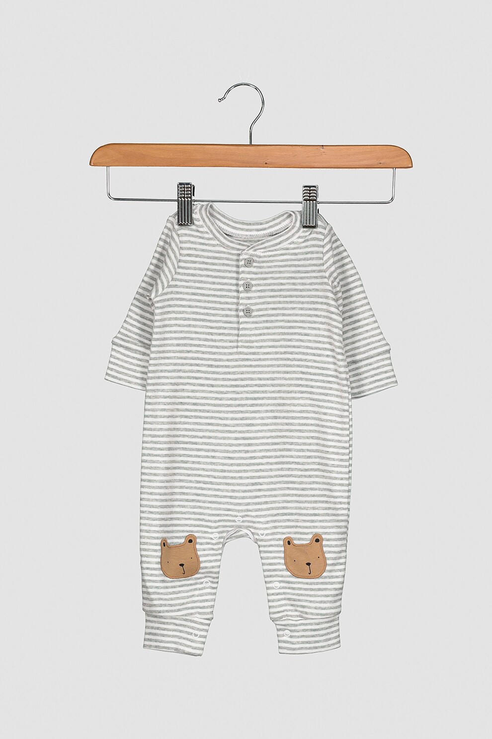 GAP, Salopeta in dungi cu maneci lungi, Alb/Gri, 50 CM Standard