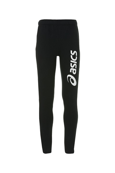 Asics, Спортен панталон с лого, Бял/Черен, 116 CM