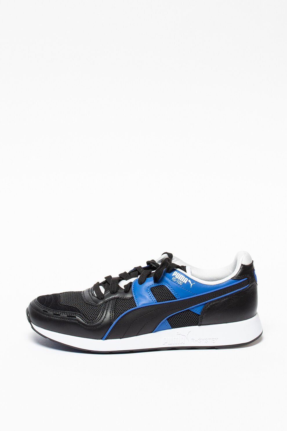 Puma, Pantofi sport unisex de piele cu insertii de plasa Sound, Negru/Albastru, 4