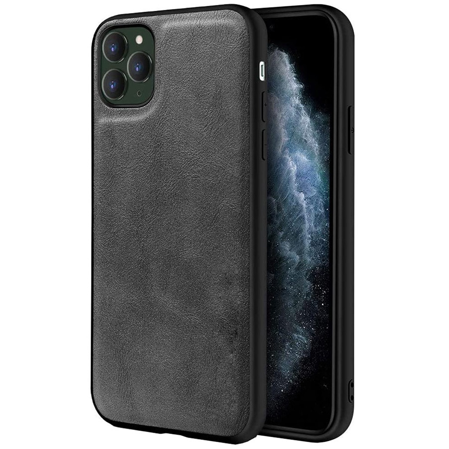 Husa protectie pentru iPhone 13 Pro Max, din piele, Gri, Joyshell