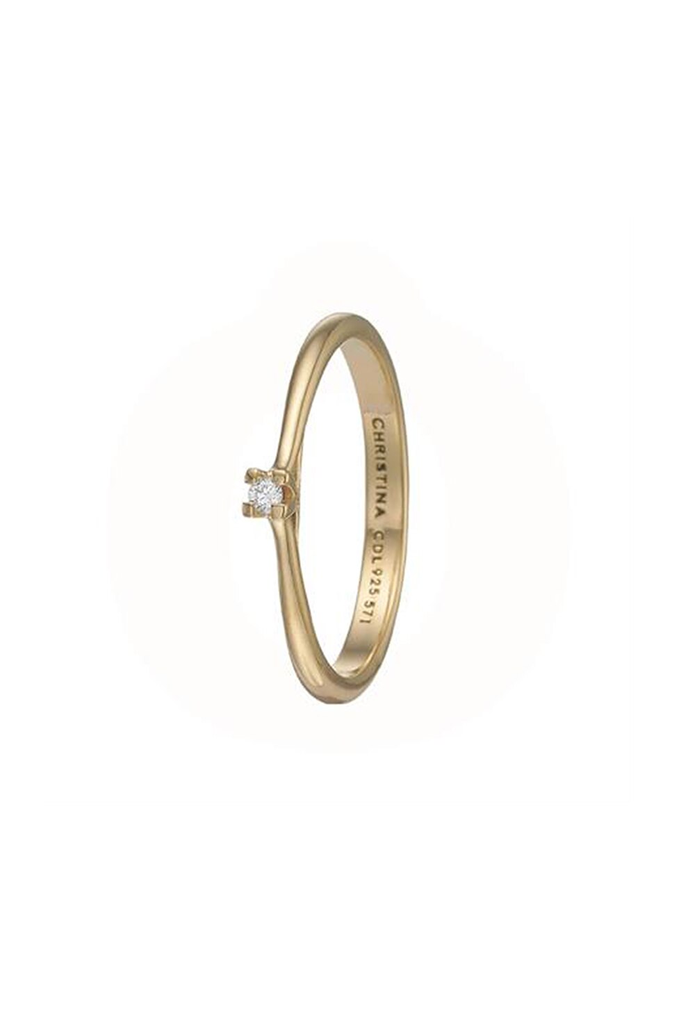 Christina Jewelry&Watches, Inel placat cu aur de 18K, decorat cu diamant ecologic