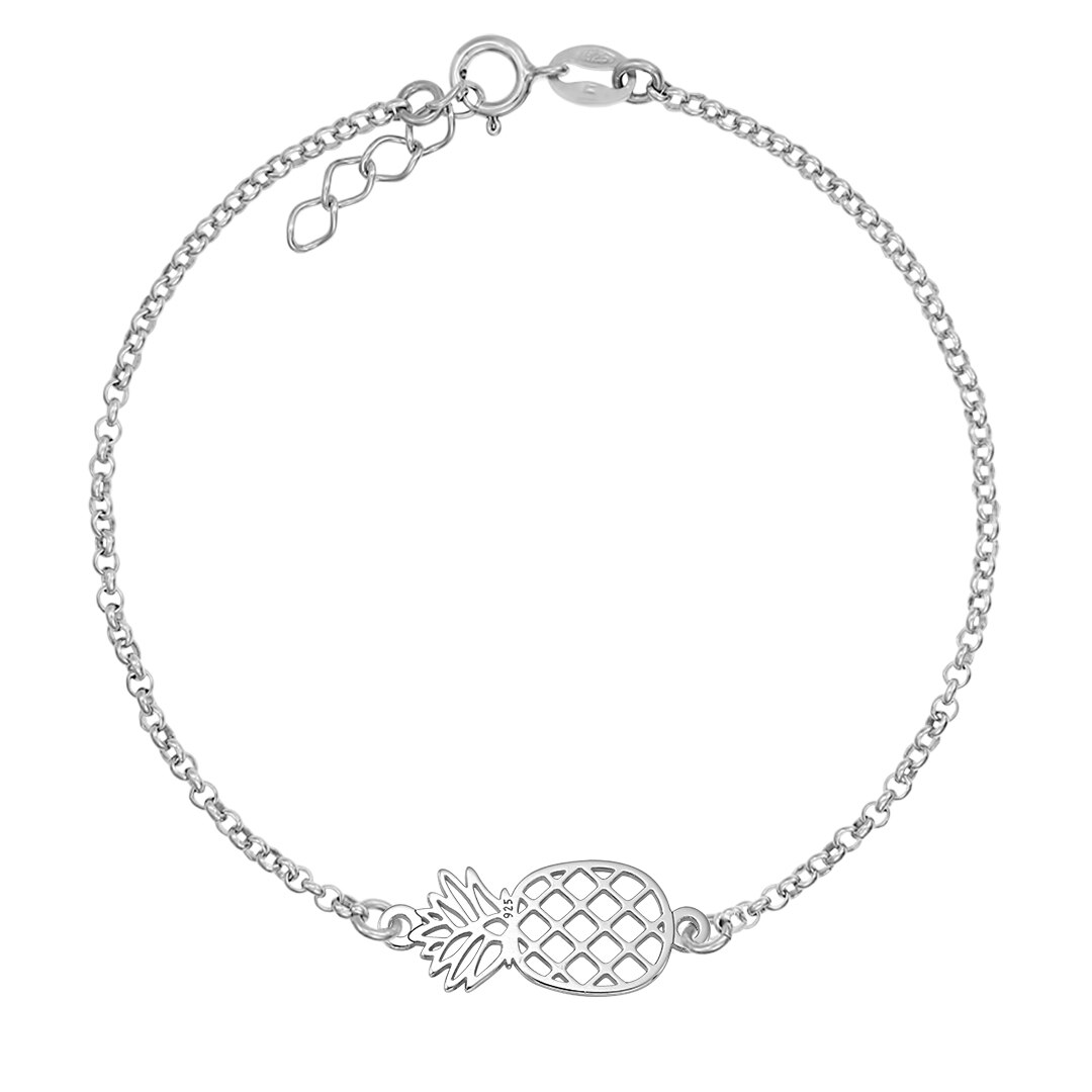 Bratara Argint 925 placat cu rodiu si charm Ananas
