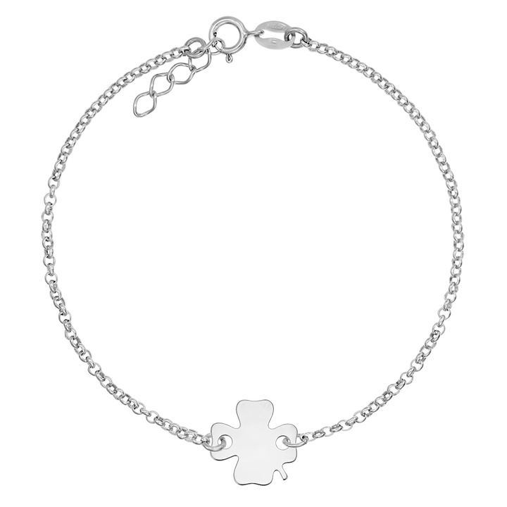 Ezüst 925 karkötő ródiummal és bájjal bevonva - Négylevelű lóhere