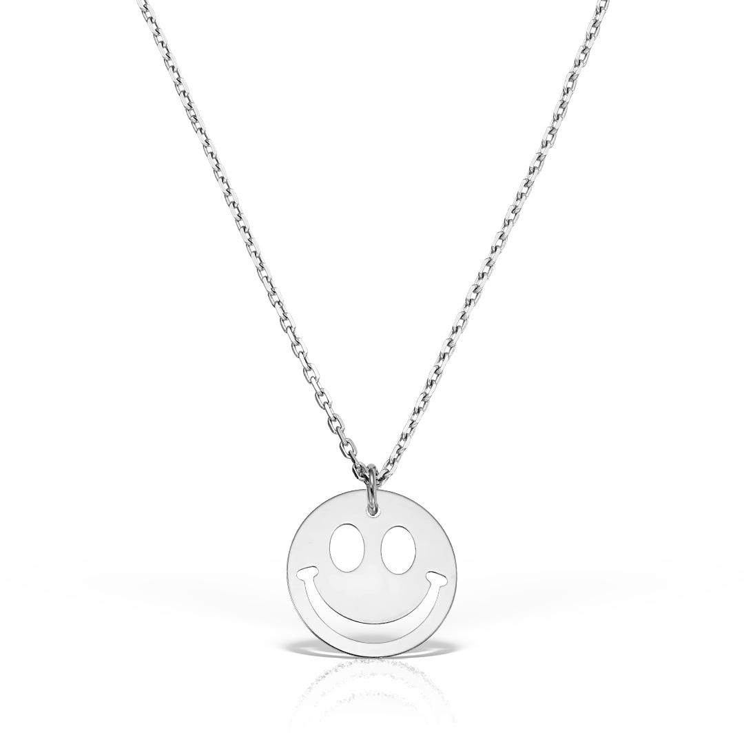 Colier Argint 925 placat cu rodiu cu pandantiv - Smiley Face
