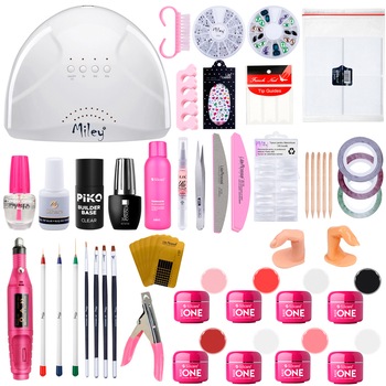 Kit unghii Must Have gel BaseOne, cu lampa uv led SunOne + 5 x gel color + pila electrica + top coat + Primer + decoratiuni + tipsuri + accesorii Kit unghii Must Have gel BaseOne, cu lampa uv led SunOne + 5 x gel color + pila electrica + top coat + Primer + decoratiuni + tipsuri + accesorii