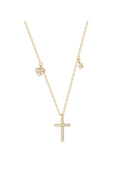 Lant din argint 925 Crucifix Gold cu pandantiv in forma de cruce, 40 cm, ideal cadou, aniversare, sarbatori