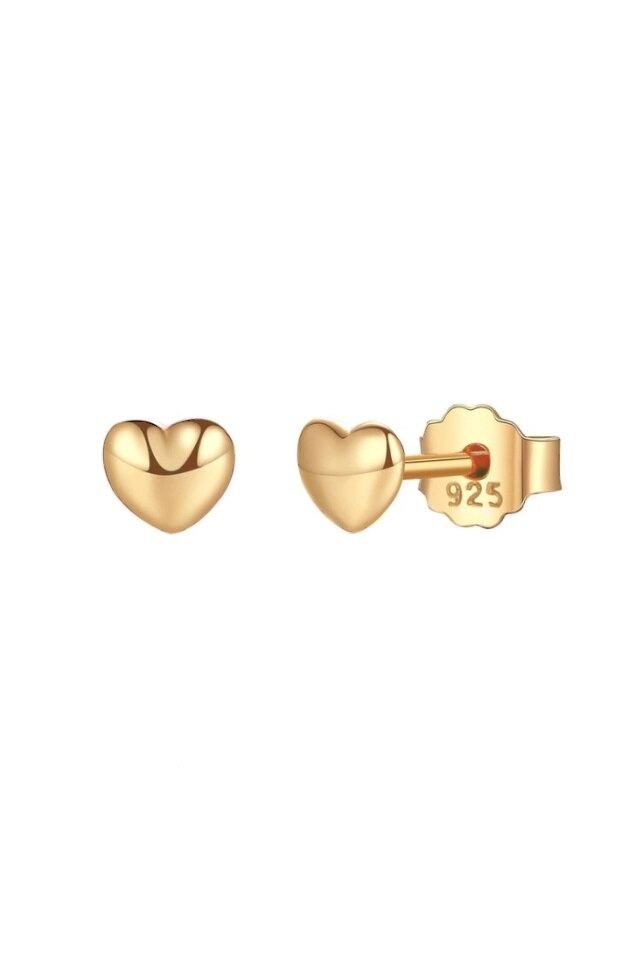 Cercei din argint 925 Simple Heart aurii in forma de inima cu cheita din argint, ideali cadou, aniversare, sarbatori, martisor