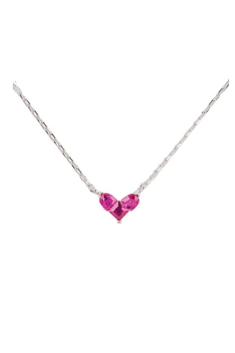 Lant din argint 925 Red Love cu pandantiv in forma de inima, 40 cm, ideal cadou, aniversare, sarbatori