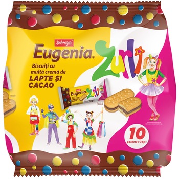Biscuiti Eugenia Zurli lapte si cacao 10x36g, 360g Biscuiti Eugenia Zurli lapte si cacao 10x36g, 360g