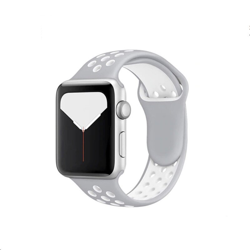 Curea sport din silicon cu perforatii pentru Apple Watch 42/44 mm Silver/White