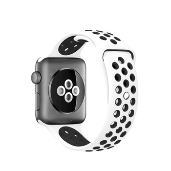 Curea sport din silicon cu perforatii pentru Apple Watch 42/44 mm White/Black Curea sport din silicon cu perforatii pentru Apple Watch 42/44 mm White/Black
