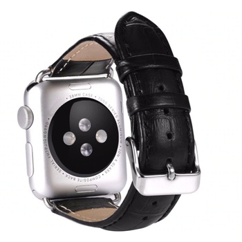 Curea din Piele Eco pentru Apple Watch 38/40 mm Black Curea din Piele Eco pentru Apple Watch 38/40 mm Black